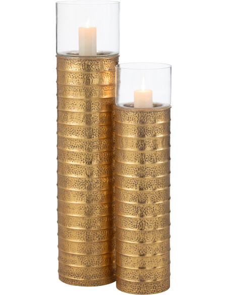 Photophore moderne Pilier XXL Hauteur 108 cm en Métal Doré Verre Transparent Ulyren - 5