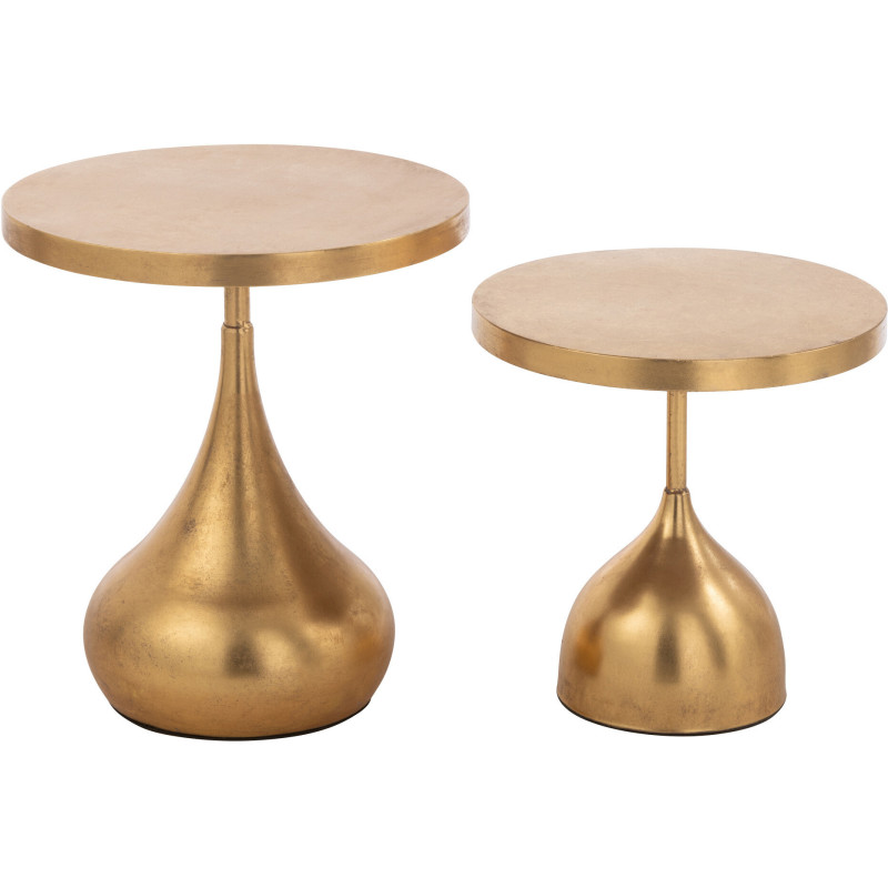 Table basse gigogne moderne Ronde en Métal Doré Goutte (Lot de 2) - 3