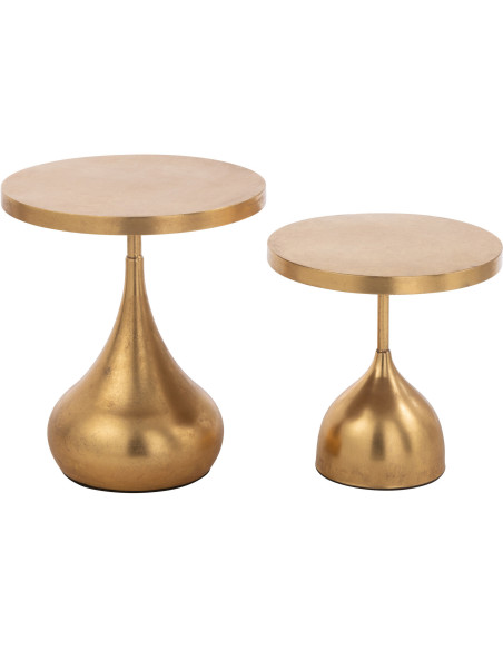 Table basse gigogne moderne Ronde en Métal Doré Goutte (Lot de 2) - 3
