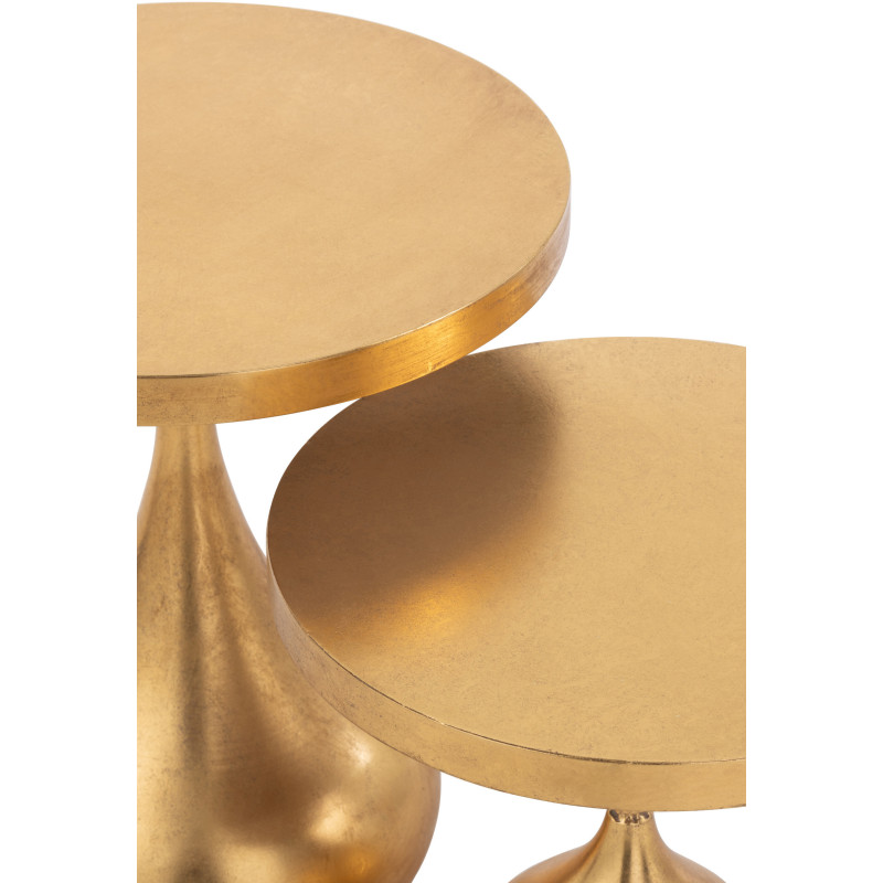 Table basse gigogne moderne Ronde en Métal Doré Goutte (Lot de 2) - 5