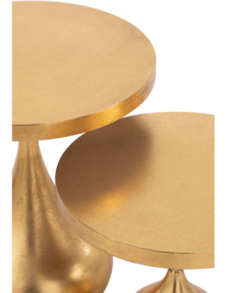 Table basse gigogne moderne Ronde en Métal Doré Goutte (Lot de 2) - 5