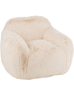 Fauteuil original poils long en Tissu Blanc crème Cutie J-Line - 1