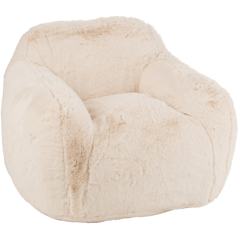 Fauteuil original poils long en Tissu Blanc crème Cutie J-Line - 1