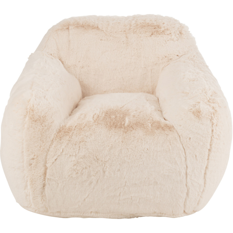 Fauteuil original poils long en Tissu Blanc crème Cutie J-Line - 3