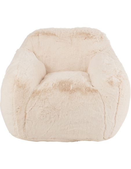Fauteuil original poils long en Tissu Blanc crème Cutie J-Line - 3