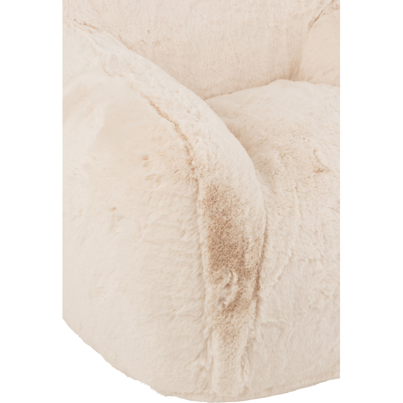Fauteuil original poils long en Tissu Blanc crème Cutie J-Line - 6