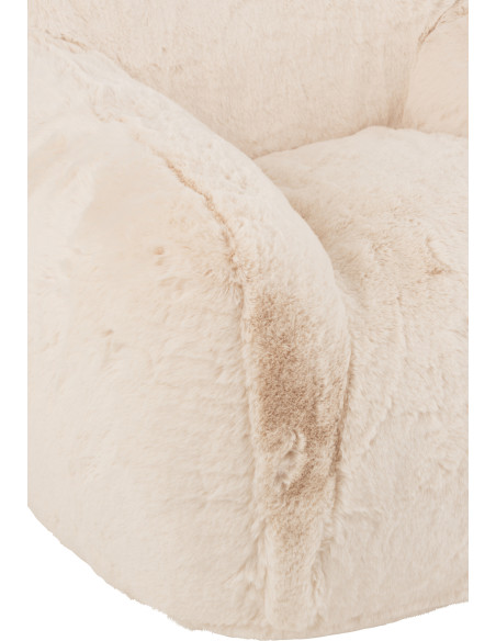 Fauteuil original poils long en Tissu Blanc crème Cutie J-Line - 6