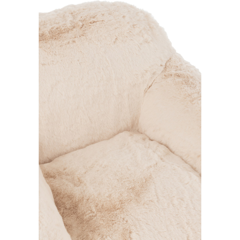 Fauteuil original poils long en Tissu Blanc crème Cutie J-Line - 7