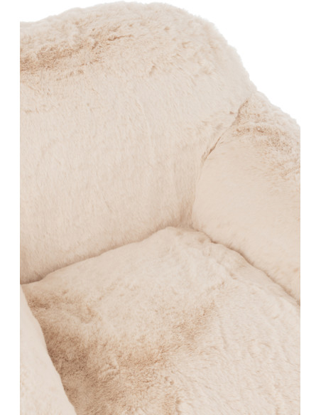 Fauteuil original poils long en Tissu Blanc crème Cutie J-Line - 7