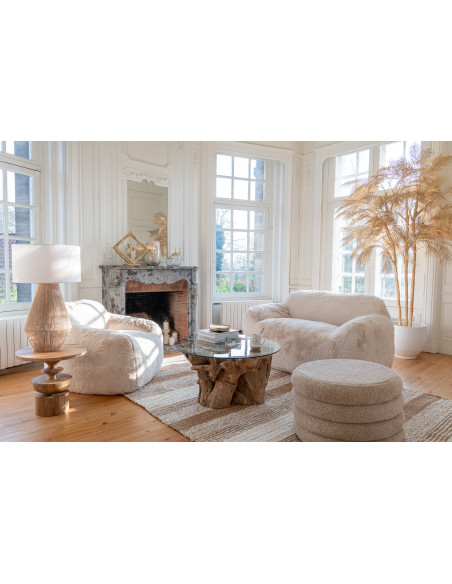 Fauteuil original poils long en Tissu Blanc crème Cutie J-Line - 8