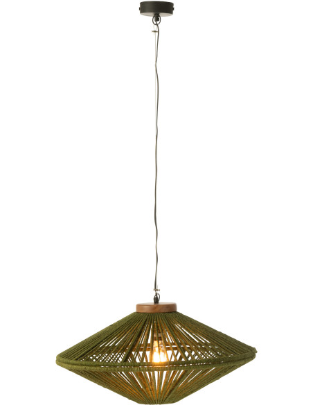 Suspension moderne Diamètre 62 cm en Jute Vert Métal Farel - 1