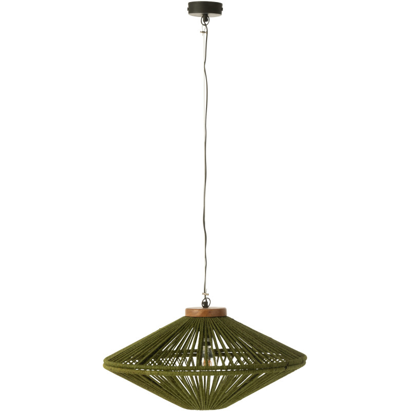 Suspension moderne Diamètre 62 cm en Jute Vert Métal Farel - 2