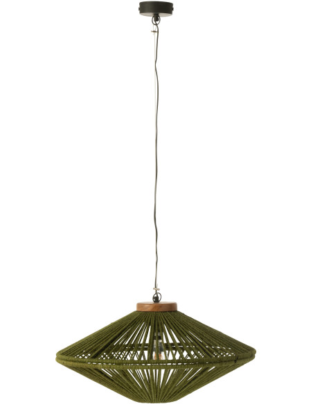 Suspension moderne Diamètre 62 cm en Jute Vert Métal Farel - 2