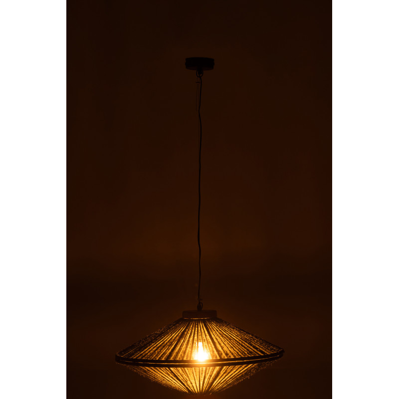 Suspension moderne Diamètre 62 cm en Jute Vert Métal Farel - 3