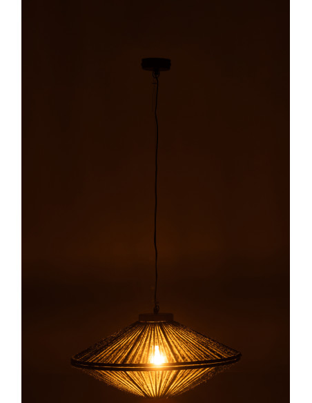Suspension moderne Diamètre 62 cm en Jute Vert Métal Farel - 3