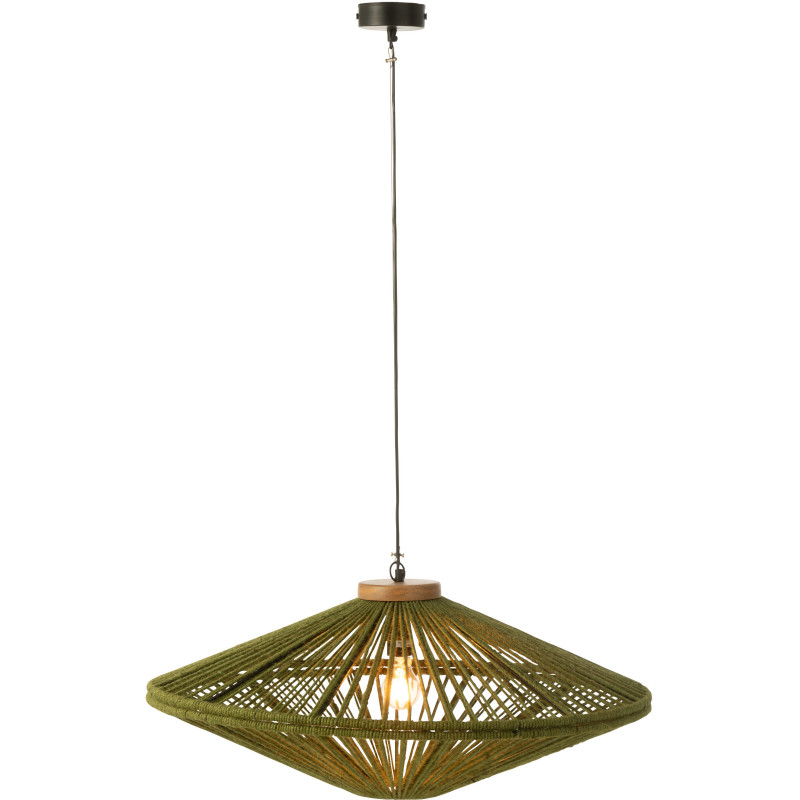 Suspension moderne XL Diamètre 77 cm en Jute Vert Métal Farel - 1
