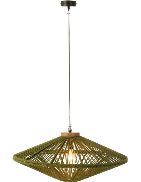 Suspension moderne XL Diamètre 77 cm en Jute Vert Métal Farel - 1