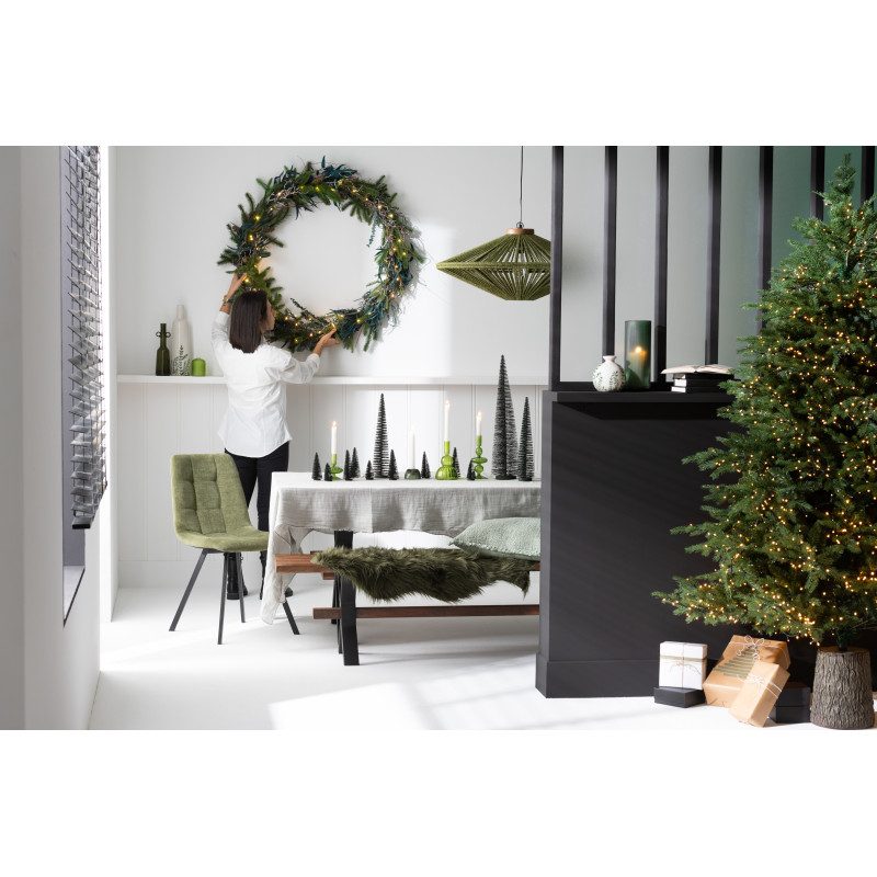 Suspension moderne XL Diamètre 77 cm en Jute Vert Métal Farel - 2
