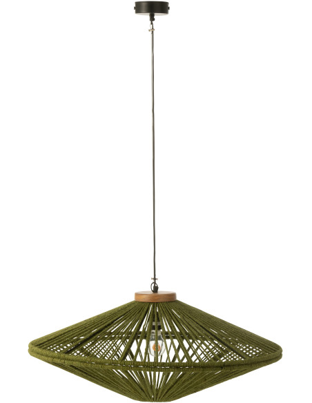 Suspension moderne XL Diamètre 77 cm en Jute Vert Métal Farel - 3