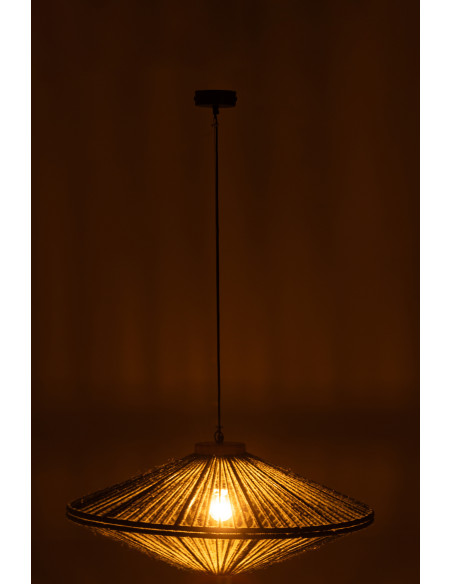 Suspension moderne XL Diamètre 77 cm en Jute Vert Métal Farel - 4