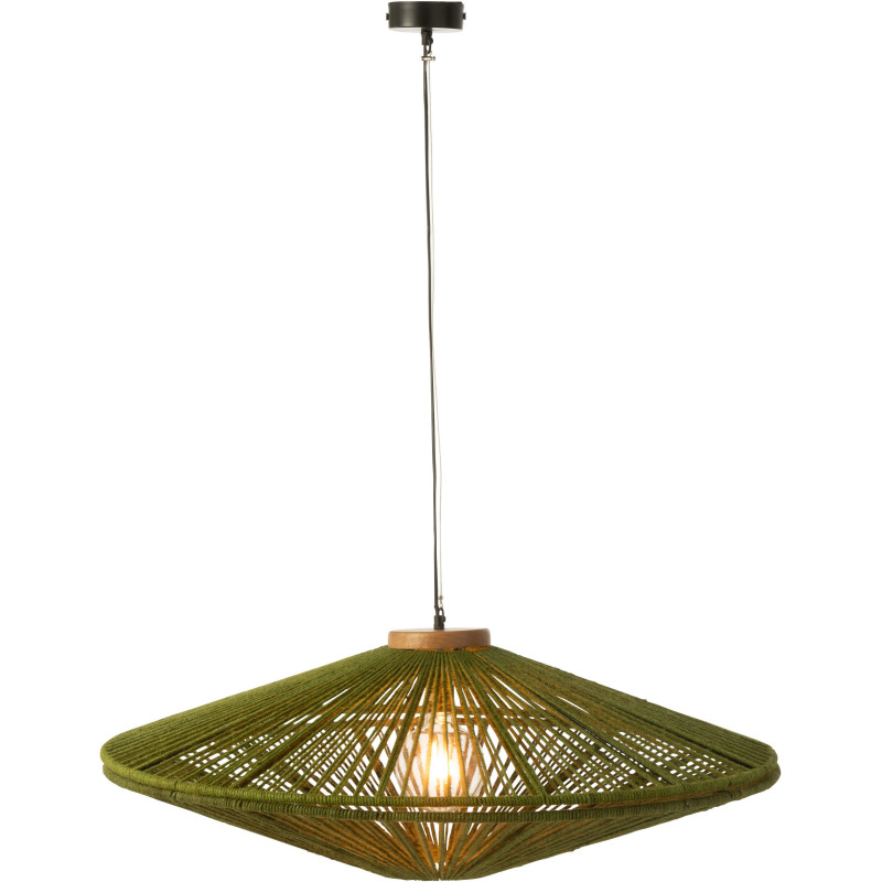 Suspension moderne XXL Diamètre 93 cm en Jute Vert Métal Farel - 1