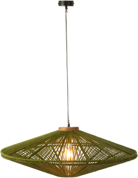 Suspension moderne XXL Diamètre 93 cm en Jute Vert Métal Farel - 1