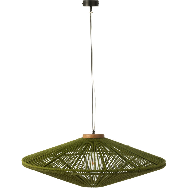 Suspension moderne XXL Diamètre 93 cm en Jute Vert Métal Farel - 2