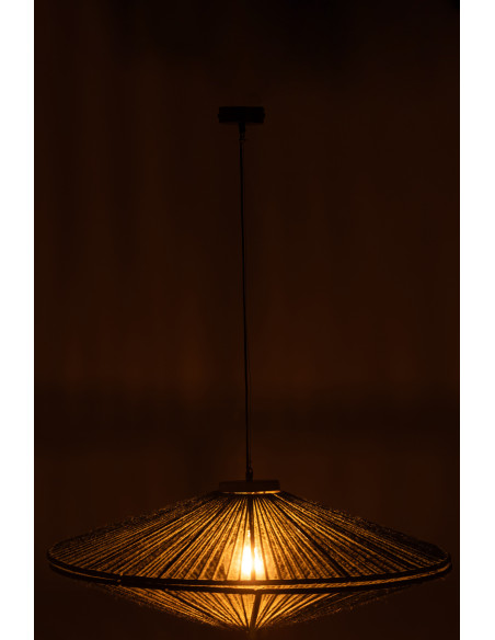 Suspension moderne XXL Diamètre 93 cm en Jute Vert Métal Farel - 3