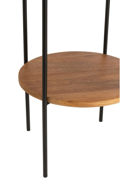 Lampadaire original avec 2 étagères Hauteur 160 cm en Bois de manguier Jute Naturel Métal Noir Mangu - 5