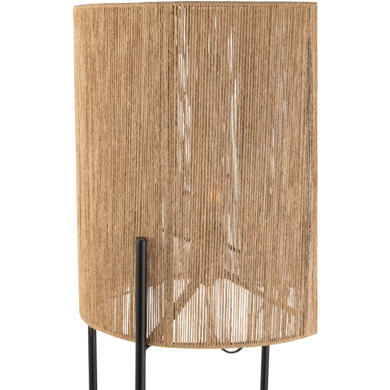 Lampadaire original avec 2 étagères Hauteur 160 cm en Bois de manguier Jute Naturel Métal Noir Mangu - 6