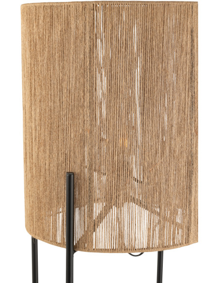 Lampadaire original avec 2 étagères Hauteur 160 cm en Bois de manguier Jute Naturel Métal Noir Mangu - 6