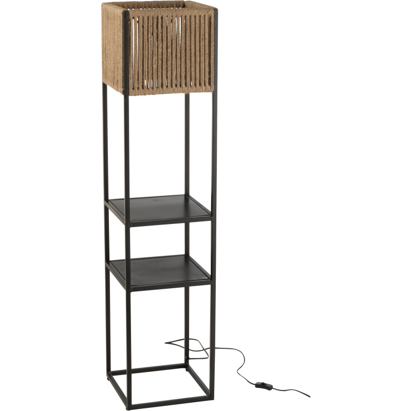 Lampadaire original avec 2 étagères Hauteur 133 cm en Jute Naturel Métal Noir Hylan - 2