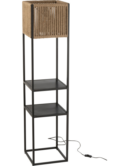 Lampadaire original avec 2 étagères Hauteur 133 cm en Jute Naturel Métal Noir Hylan - 2