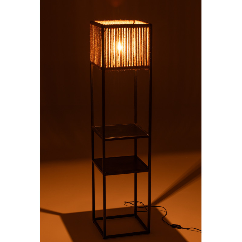 Lampadaire original avec 2 étagères Hauteur 133 cm en Jute Naturel Métal Noir Hylan - 3
