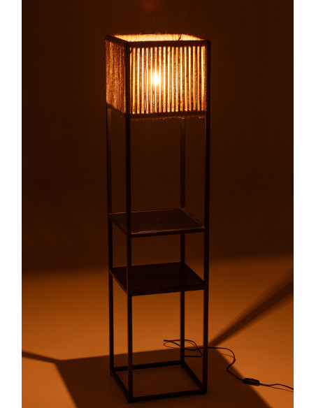 Lampadaire original avec 2 étagères Hauteur 133 cm en Jute Naturel Métal Noir Hylan - 3