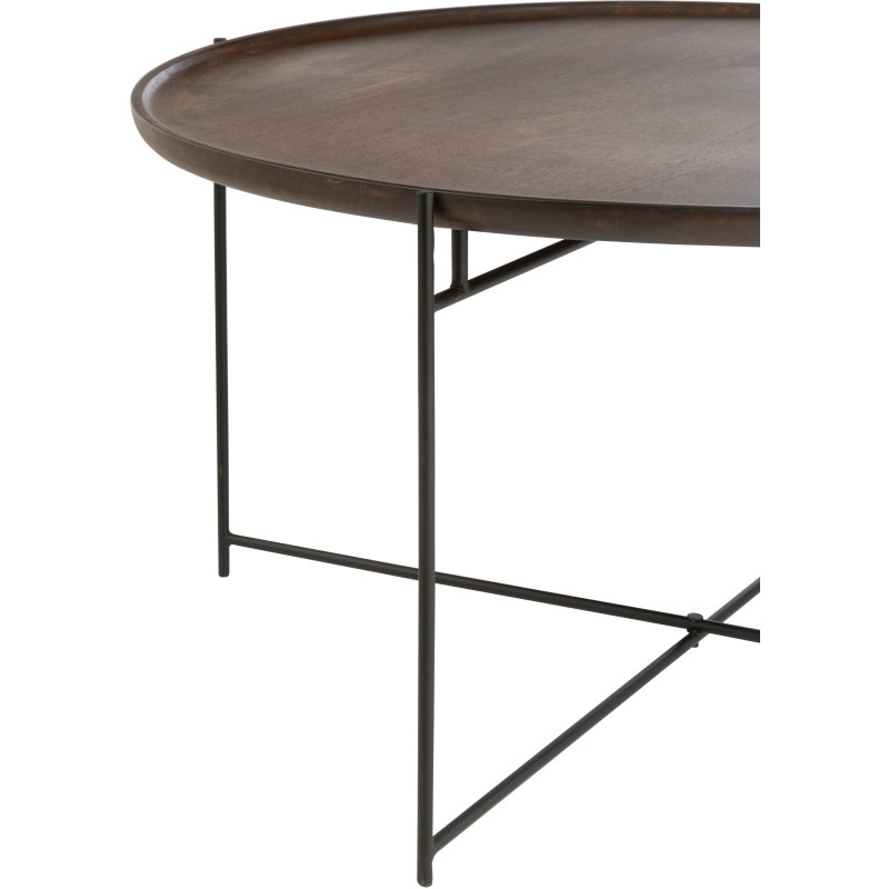 Table basse moderne Ronde en Bois de manguier Marron Métal Noir Kynara - 3