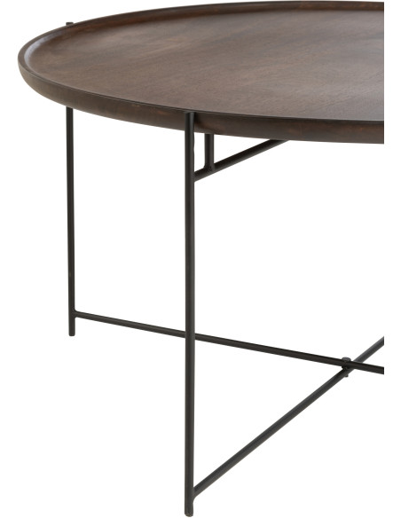 Table basse moderne Ronde en Bois de manguier Marron Métal Noir Kynara - 3