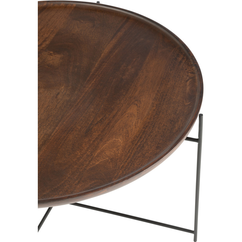 Table basse moderne Ronde en Bois de manguier Marron Métal Noir Kynara - 4