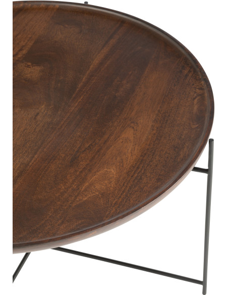 Table basse moderne Ronde en Bois de manguier Marron Métal Noir Kynara - 4