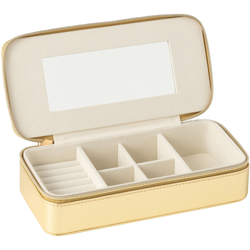 Boîte à bijoux de voyage Rectangulaire en Simili Doré Miroir Chérie - 2