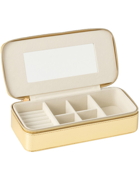 Boîte à bijoux de voyage Rectangulaire en Simili Doré Miroir Chérie - 2
