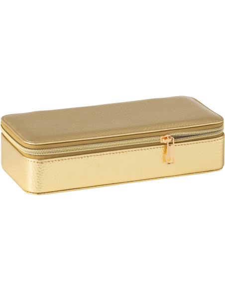 Boîte à bijoux de voyage Rectangulaire en Simili Doré Miroir Chérie - 1