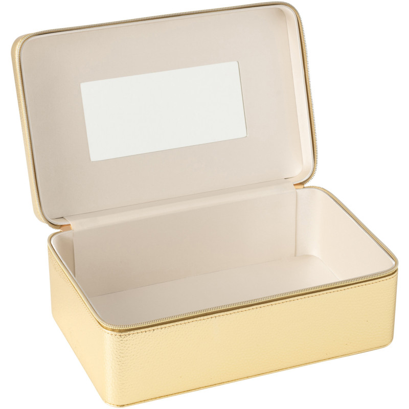 Boîte rangement maquillage rectangulaire en Simili Doré Miroir Chérie - 2