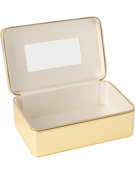Boîte rangement maquillage rectangulaire en Simili Doré Miroir Chérie - 2