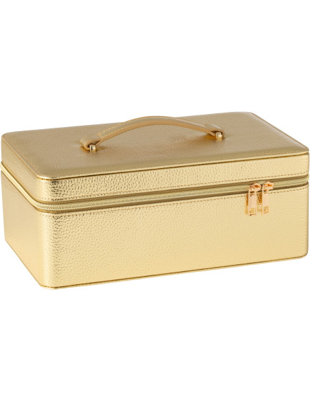 Boîte rangement maquillage rectangulaire en Simili Doré Miroir Chérie - 1