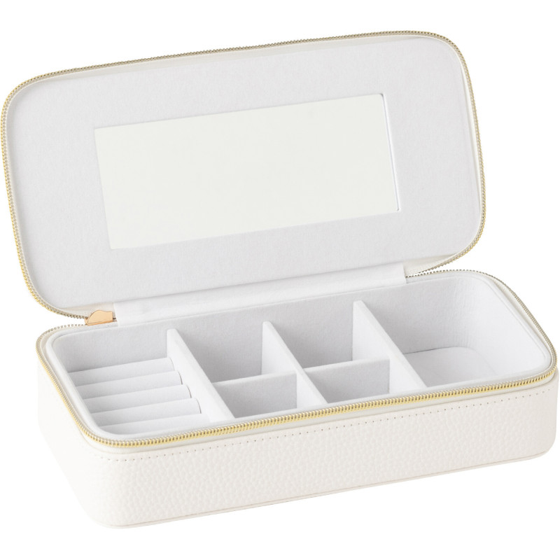 Boîte à bijoux de voyage Rectangulaire en Simili Blanc Miroir Chérie - 2