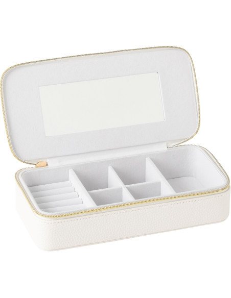Boîte à bijoux de voyage Rectangulaire en Simili Blanc Miroir Chérie - 2