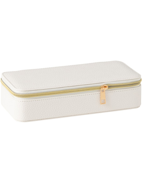 Boîte à bijoux de voyage Rectangulaire en Simili Blanc Miroir Chérie - 1