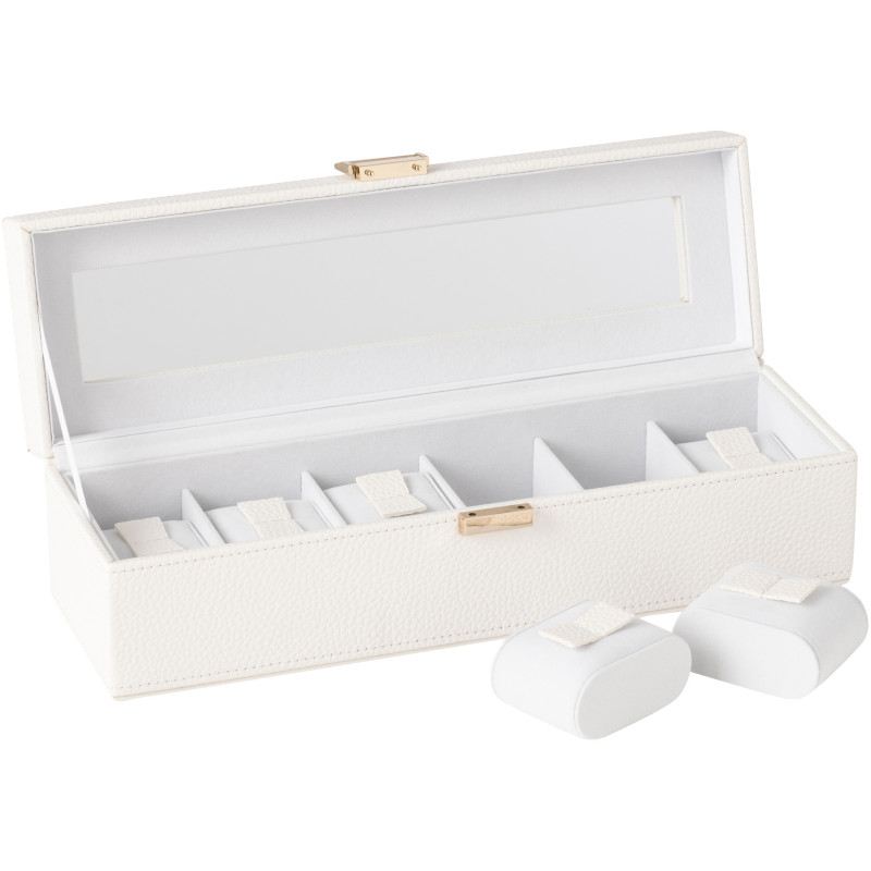 Boîte à montres moderne 6 cases en Simili Blanc Chérie - 2