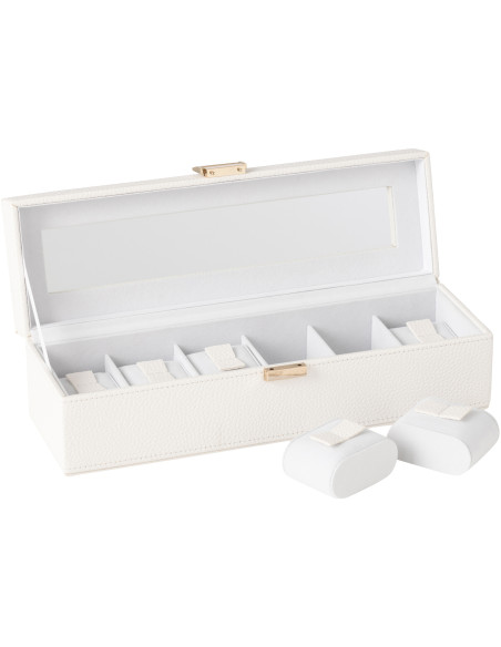 Boîte à montres moderne 6 cases en Simili Blanc Chérie - 2